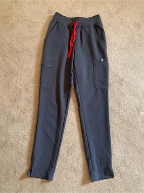 Figs Black Jogger Pants with Red Drawstring